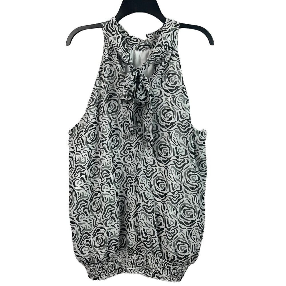 Lane Bryant Womens Lined Blouse Sleeveless Elastic Hem Black White 26/28W - Picture 5 of 8
